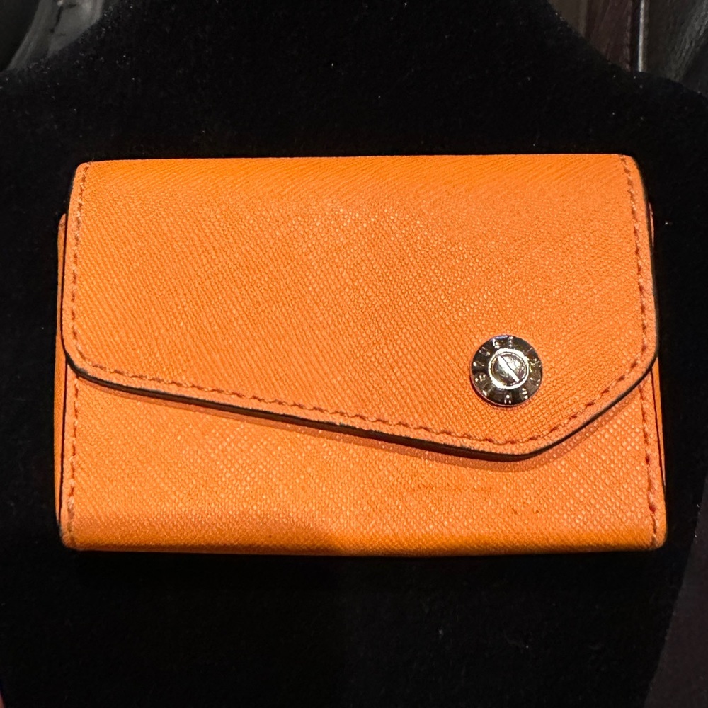 Henri Bendel Orange Card Holder with Button Detail